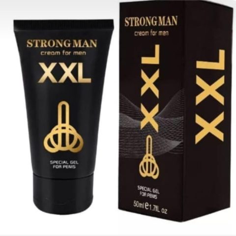 Strong Man XXL Cream for Men 50ml – special gel for penis enlargement and performance enhancement in UAE, premium black and gold packaging designed for male vitality and confidence