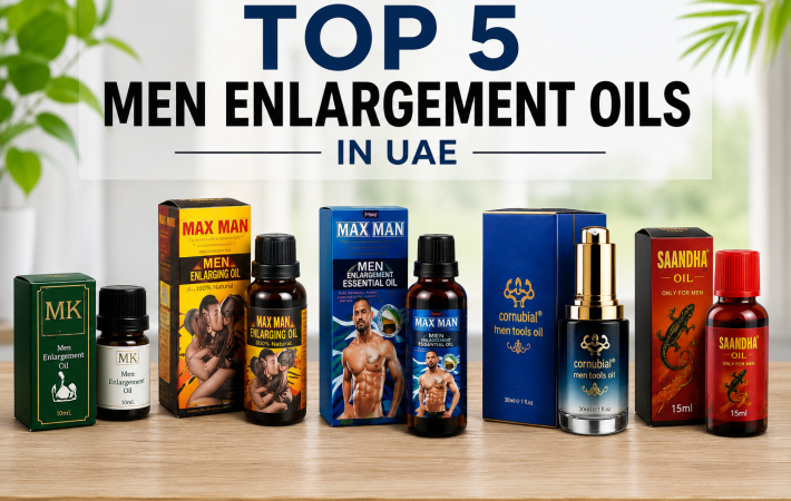 Top 5 Men Enlargement Oils in UAE featuring Max Man, Cornubial, Saandha, and MK oils
